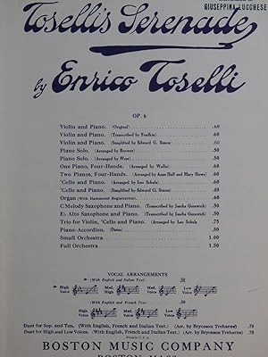 Seller image for TOSELLI Enrico Serenade op 6 Chant Piano 1923 for sale by partitions-anciennes