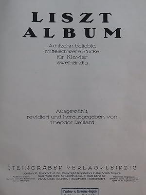 LISZT Franz Album 18 Pièces Piano 1919