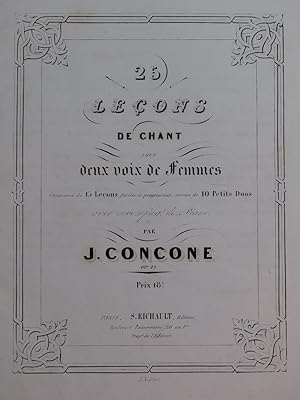 CONCONE Joseph Leçons Etudes Vocalisation Chant Piano XIXe