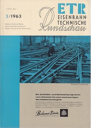 Seller image for ETR Eisenbahntechnische Rundschau, 12. Jg., Heft 3, Mrz 1963. for sale by Fundus-Online GbR Borkert Schwarz Zerfa