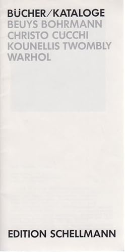Image du vendeur pour Bcher/Kataloge. Beys, Bohrmann, Christo, Cucchi, Kounellis, Twombly, Warhol. [Verlagsprospekt]. mis en vente par Fundus-Online GbR Borkert Schwarz Zerfa