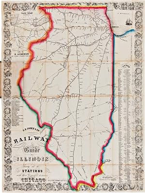 D.B. COOKE & CO'S RAILWAY GUIDE FOR ILLINOIS SHEWING ALL THE STATIONS WITH THEIR RESPECTIVE DISTA...