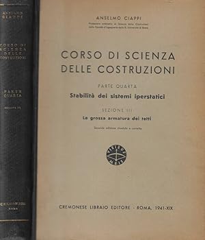 Immagine del venditore per Corso di scienza delle costruzioni Parte quarta venduto da Biblioteca di Babele