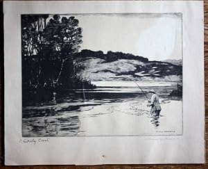 Original dry point etchings, "Spring on the Spey" and "A likely cast".