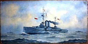 Oil painting of HMS Albion, dated 1915.