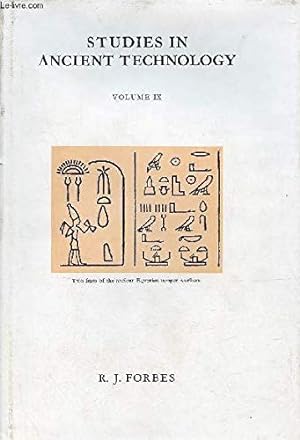 Bild des Verkufers fr Studies in Ancient Technology. Volume Ix zum Verkauf von Ammareal