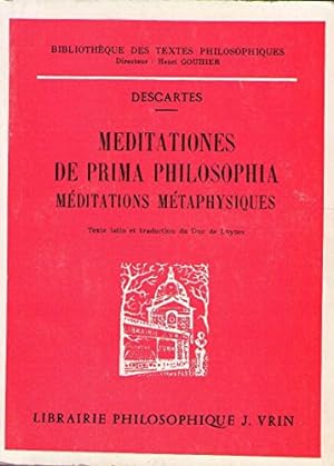 Bild des Verkufers fr Meditationes de prima philosophia - mditations mtaphysiques. zum Verkauf von Ammareal