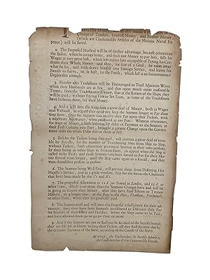 Immagine del venditore per Reasons Humbly Offer'd to the Honourable House of Commons, for Passing a Clause to Encourage the Seamen Etc. [Docket title] venduto da Zetetic Books