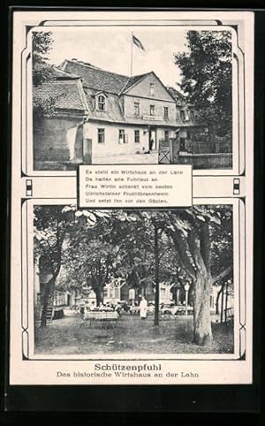 Ansichtskarte Marburg, Das historische Wirtshaus Schützenpfuhl an der Lahn