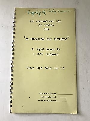 Immagine del venditore per An Alphabetical list of Words "A Review of Study " venduto da Sheapast Art and Books