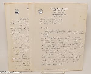 Immagine del venditore per Handwritten letter from Pat Yrigoyen to Samuel M. Steward on County of Los Angeles Office of the Sheriff Letterhead venduto da Bolerium Books Inc.