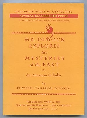 Imagen del vendedor de Mr. Dimock Explores the Mysteries of the East: An American in India a la venta por Between the Covers-Rare Books, Inc. ABAA