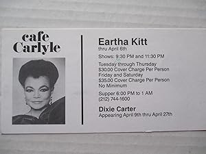 Seller image for Eartha Kitt Cafe Carlyle 1991 Nightclub party invite postcard for sale by ANARTIST