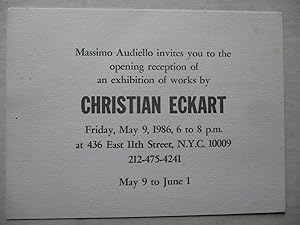 Seller image for Christian Eckart Massimo Audiello 1986 Exhibition invite postcard for sale by ANARTIST