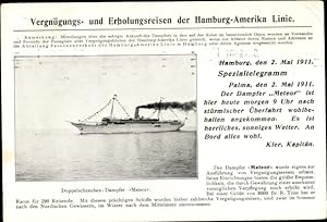 Ansichtskarte / Postkarte Doppelschrauben-Dampfer Meteor, HAPAG