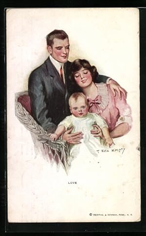 Bild des Verkufers fr Knstler-Ansichtskarte F.Earl Christy: Love, junges Paar mit ihrem Kind zum Verkauf von Bartko-Reher