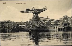Ansichtskarte / Postkarte Kiel, Germania Werft, Kriegsschiffe im Bau, Kaiserliche Marine