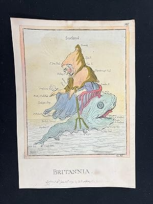 Britannia. Original antique caricature by James Gillray