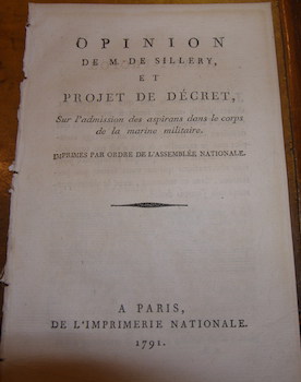 Opinion de M. de Sillery, et projet de décret sur l'admission des aspirans dans le corps de la ma...