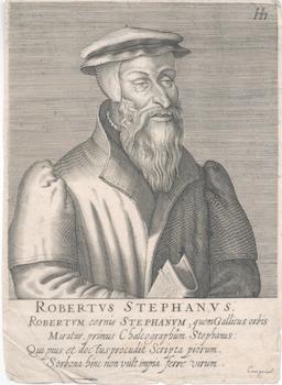 Bild des Verkufers fr Portrait of Robertus Stephanus (Robert Estienne). (French printer in Paris, 1503-1559). zum Verkauf von Wittenborn Art Books