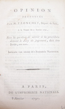 Opinion prononcée par M. Tronchet, député de Paris, a la séance de 5 Janvier 1791: sur la questio...