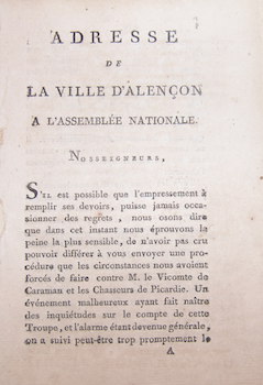 Adresse De La Ville d'Alencon A l'Assembliee Nationale. Nosseigneurs