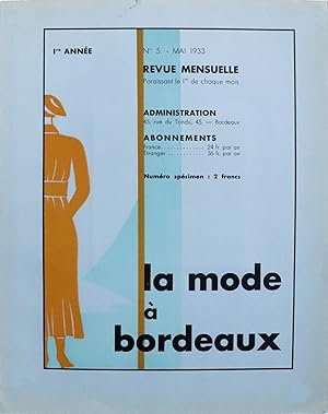 1933 French Art Deco Magazine Cover, La mode à Bordeaux (Fashion in Bordeaux)