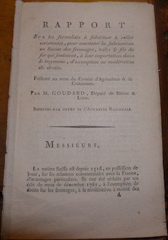 Rapport sur les formalités a  substituer a  celles existantes, pour constater la fabrication en S...