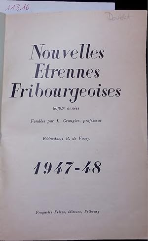 Seller image for Nouvelles Etrennes Fribourgeoises 1947-48. 80/81e annes for sale by Antiquariat Bookfarm