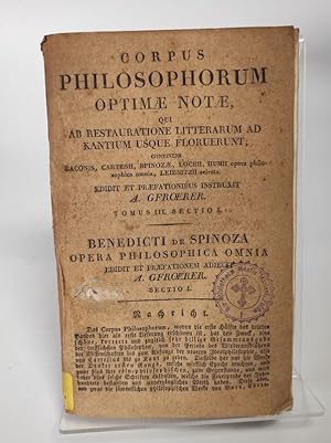 Corpus Philosophorum optimae notae. Edidit A. Gfroerer. Tomus III(.1). Scripta Spinozae Philosoph...
