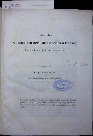 Bild des Verkufers fr Ueber den Versbau in der alliterierenden Poesie besonders der Altsachsen. zum Verkauf von Antiquariat Bookfarm