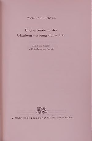 Imagen del vendedor de Bcherfimde in der Glaubensw erbung der Antike. a la venta por Antiquariat Bookfarm