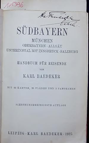 Image du vendeur pour SDBAYERN. Mnchen, Oberbayern, Allgu, Unterinntal mit Innsbruck. Salzburg mis en vente par Antiquariat Bookfarm
