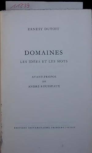 Bild des Verkufers fr DOMAINES LES IDES ET LES MOTS. zum Verkauf von Antiquariat Bookfarm