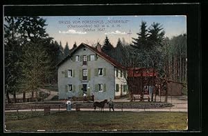 Carte postale Breitenbach, Reiter vor dem Forsthaus Schirrgut