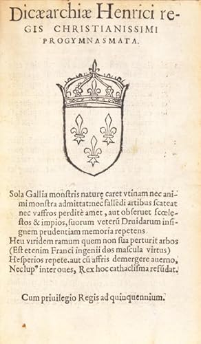 Image du vendeur pour Dicaearchiae Henrici, regis christianissimi, Progymnasmata. mis en vente par Bonnefoi Livres Anciens