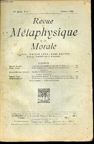 Image du vendeur pour Revue de metaphysique et de morale - N4 octobre 1946, 51e annee- fragments philosophiques/ en relisant hamelin par marcel drouin, platon et ant/ anticipations et correspondances par hugo peris, perdita la nature et l'art par pierre maxime schuhl, un . mis en vente par Le-Livre