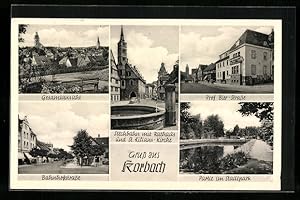 Ansichtskarte Korbach, Bahnhofstrasse, Prof. Bier-Strasse, Stechbahn mit Rathaus