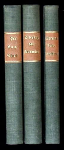 Bild des Verkufers fr (Hrsg.) 3 Theile von Kleiner Wunder-Schauplatz der geheimen Wissenschaften, Mysterien, Theosophie, gttlichen und morgenlndischen Magie, Naturkrfte, hermetischen und magnetischen Philosophie, Kabbala und andern hhern Kenntnissen, Divination, Offenbarung, Vision, Combination und schwer begreiflichen Thatsachen, 1., 13. + 14. Theil. 1. Theil: Hermetis Trismegisti Einleitung in's hchste Wissen. Von Erkenntnis der Natur und des darin sich offenbarenden groen Gottes. Begriffen in siebzehn Bchern. Verfertiget von Alethophilo. 13. Theil: Teleskop des Zoroasters oder Schlssel zur grossen wahrsagenden Kabala der Magier. Aus dem Franzsischen des Andr-Robert Baron de Nerciat. 14. Theil: Theoretischer und praktischer Unterricht ber das Buch Thot oder ber die hhere Kraft, Natur und Mensch, mit Zuverlssigkeit die Geheimnisse des Lebens zu enthllen und Orakel zu ertheilen, nach der Egypter wunderbarer Kunst. Neue Auflage. Mit 78 Abbildungen, die man auf Kartenpapier aufzukleben und in e zum Verkauf von Antiquariat Bebuquin (Alexander Zimmeck)