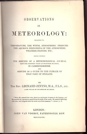 Bild des Verkufers fr Observations in Meteorology zum Verkauf von Craig Olson Books, ABAA/ILAB