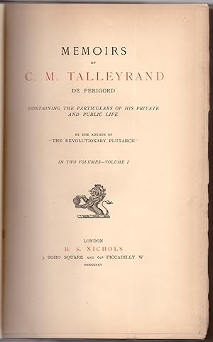 Memoirs of C. M. Talleyrand de Périgord (2 Volumes)
