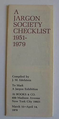 Seller image for A Jargon Society Checklist 1951-1979 for sale by The People's Co-op Bookstore