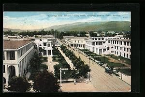 Postcard Jamaica, King Street, Kingston showing Public Building