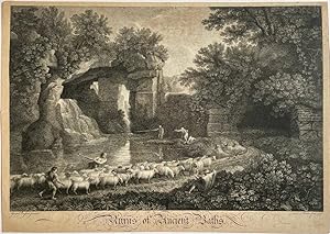 Antique print, etching | Landscape with sheep, published 1766, 1 p.