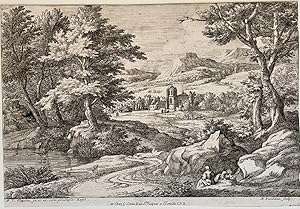 Antique print, etching | Landscape with figures, published ca. 1680, 1 p.