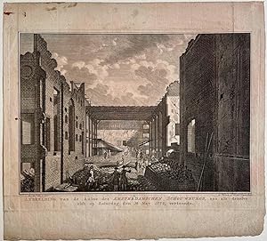 Antique print, etching | Ruins of the Amsterdam Theater, published 1772, 1 p.