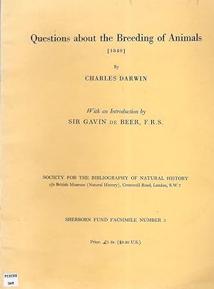 Bild des Verkufers fr Questions about the Breeding of Animals zum Verkauf von PEMBERLEY NATURAL HISTORY BOOKS BA, ABA