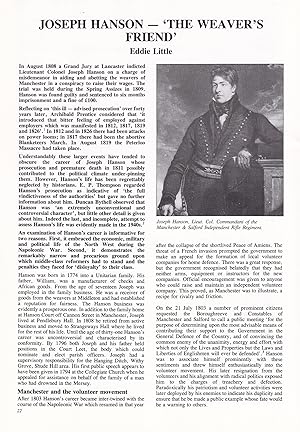 Immagine del venditore per Joseph Hanson. The Weaver's Friend. An original article from Manchester Region History Review magazine, 1991. venduto da Cosmo Books
