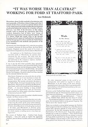 Seller image for Ford Motor Company. It was worse than Alcatraz. Working for Ford at Trafford Park, Manchester. An original article from Manchester Region History Review magazine, 1995. for sale by Cosmo Books