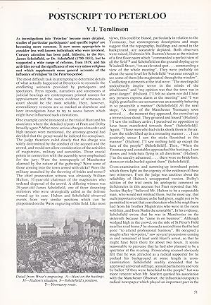 Seller image for Peterloo Massacre : Postscript to Peterloo. An original article from Manchester Region History Review magazine, 1989. for sale by Cosmo Books
